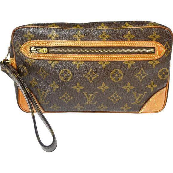 409241BT (L3) Louis Vuitton Clutch Bag Dragonne GM Brown Monogram - Picture 1 of 10